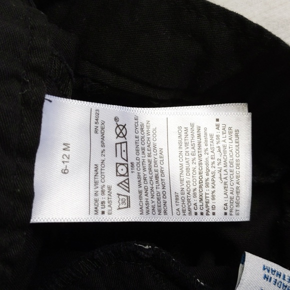 old navy basic black stretch cotton chinos pants 6-12 months baby unisex - Picture 2 of 6